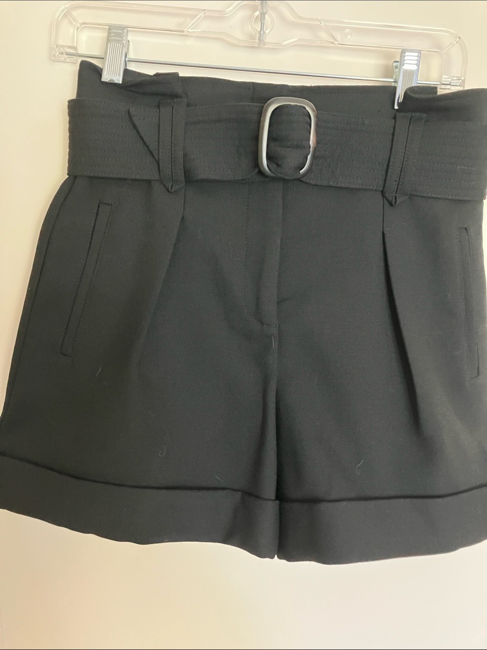 Sezane High-Waist Black Belted Women's Shorts - Picture 3 of 8
